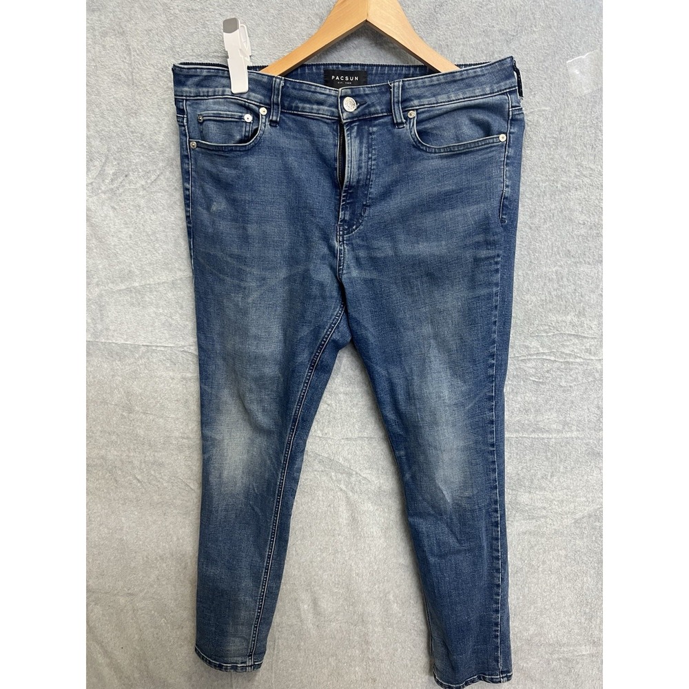 PacSun Mens Skinny Jeans Medium Wash Denim Pants 36x30 Blue Casual